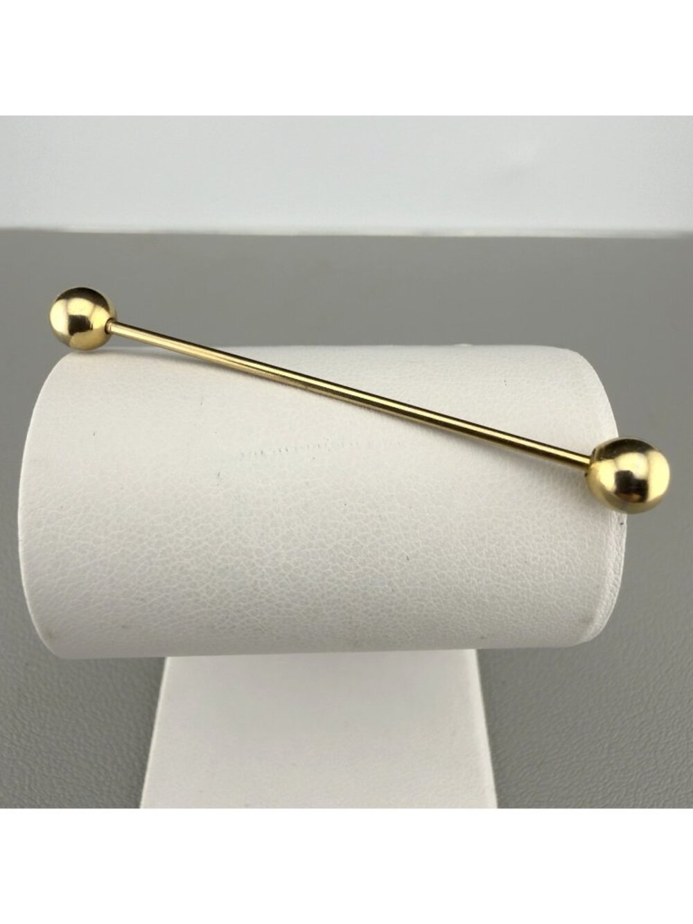 Vintage Gold Tone Collar Bar Pin Round Screw Off Ends Men's Dumbbell Style 2”